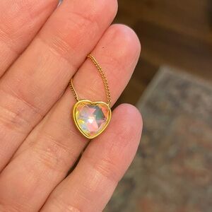 Faceted Iridescent Heart Necklace